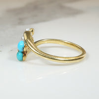 Turquoise & Pearl Sweet Clover Victorian Bypass Ring
