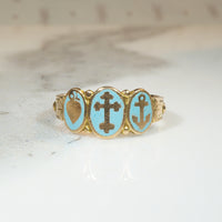 Pastel Blue Enamel Faith, Hope & Charity English Band