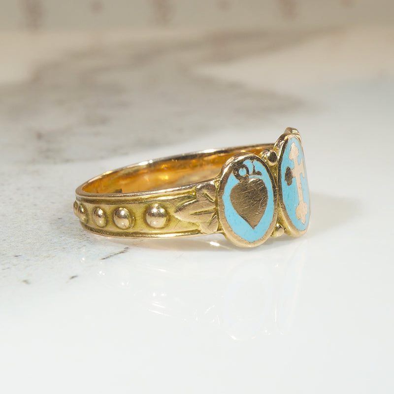 Pastel Blue Enamel Faith, Hope & Charity English Band