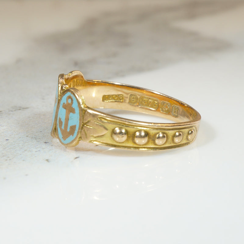 Pastel Blue Enamel Faith, Hope & Charity English Band