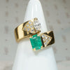 Marquise Diamond & Emerald 18k Gold Bypass Ring