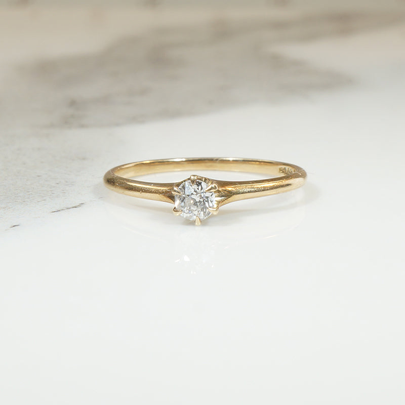 Dainty Old Mine Cut Diamond Solitaire Ring