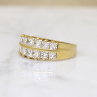 Deluxe Double Row Princess Cut Diamond & 18k Gold Band