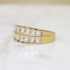 Deluxe Double Row Princess Cut Diamond & 18k Gold Band