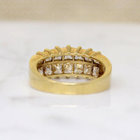Deluxe Double Row Princess Cut Diamond & 18k Gold Band