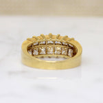 Deluxe Double Row Princess Cut Diamond & 18k Gold Band