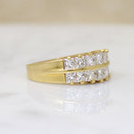 Deluxe Double Row Princess Cut Diamond & 18k Gold Band