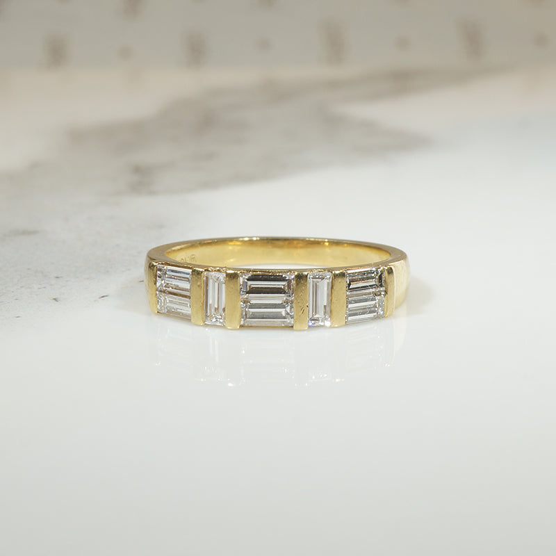 Clean-Lined Baguette Diamond & 18k Gold Band