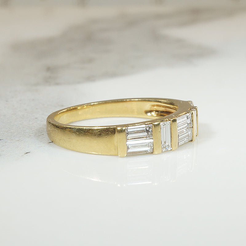 Clean-Lined Baguette Diamond & 18k Gold Band