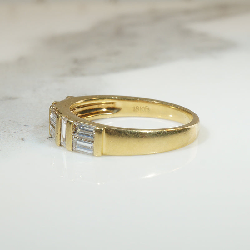 Clean-Lined Baguette Diamond & 18k Gold Band