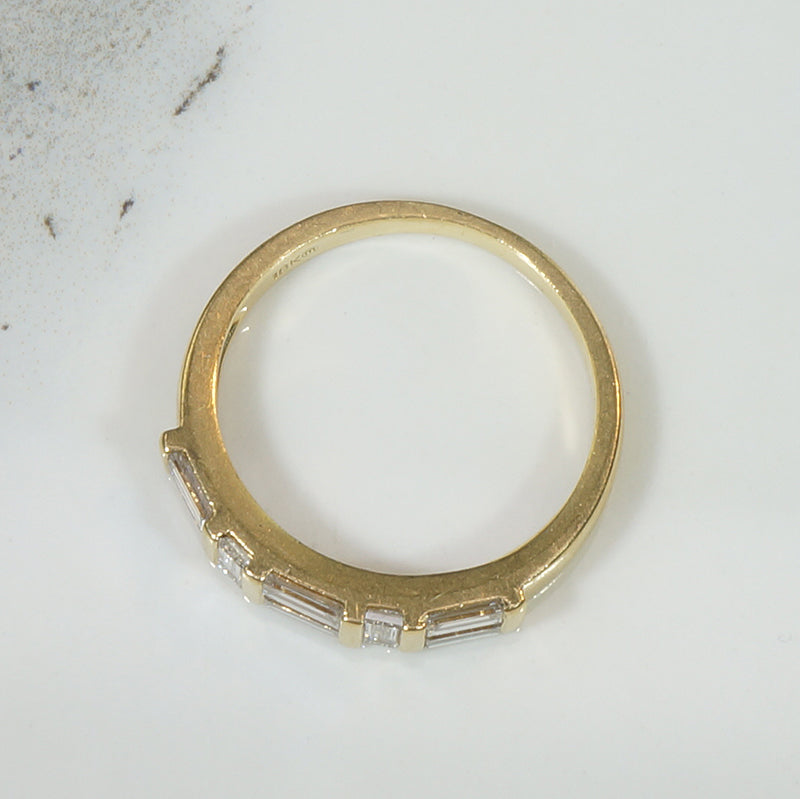 Clean-Lined Baguette Diamond & 18k Gold Band