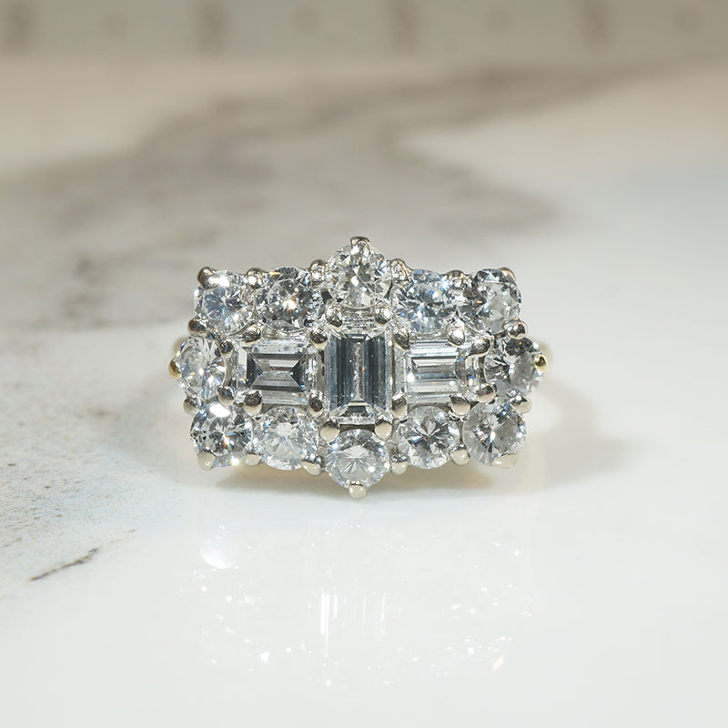 Scintillating English Diamond Ring in Platinum & 18ct Gold