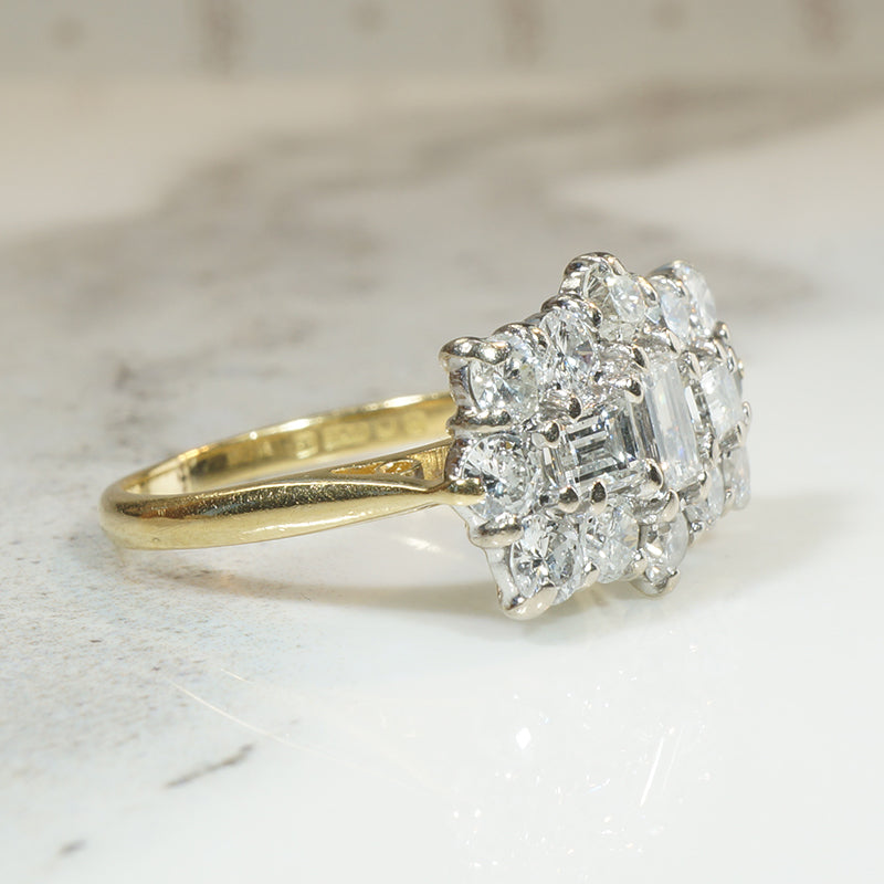 Scintillating English Diamond Ring in Platinum & 18ct Gold