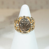 Elaborate Old Mine Cut Diamond-Set Edwardian Signet Ring