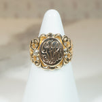 Elaborate Diamond-Set Edwardian Signet Ring 