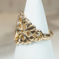 Elaborate Old Mine Cut Diamond-Set Edwardian Signet Ring