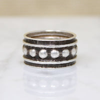 Handmade Wide Sterling Silver Beaded Band