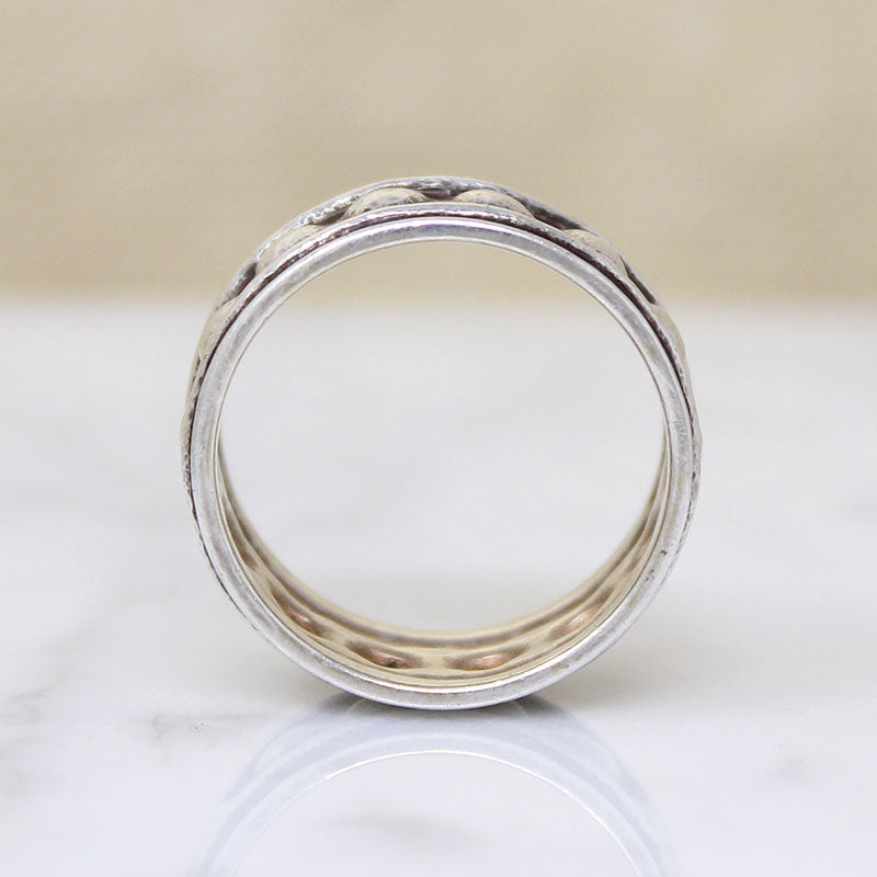 Handmade Wide Sterling Silver Beaded Band