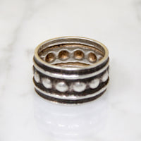 Handmade Wide Sterling Silver Beaded Band