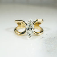 Superb 1.03ct Marquise Cut Diamond in Gold Butterfly Ring