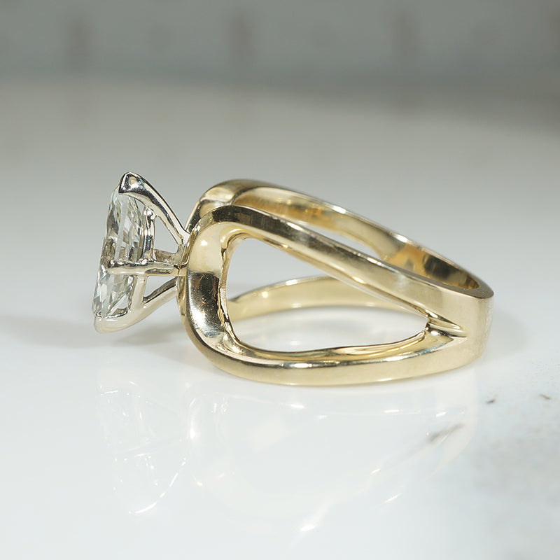 Superb 1.03ct Marquise Cut Diamond in Gold Butterfly Ring