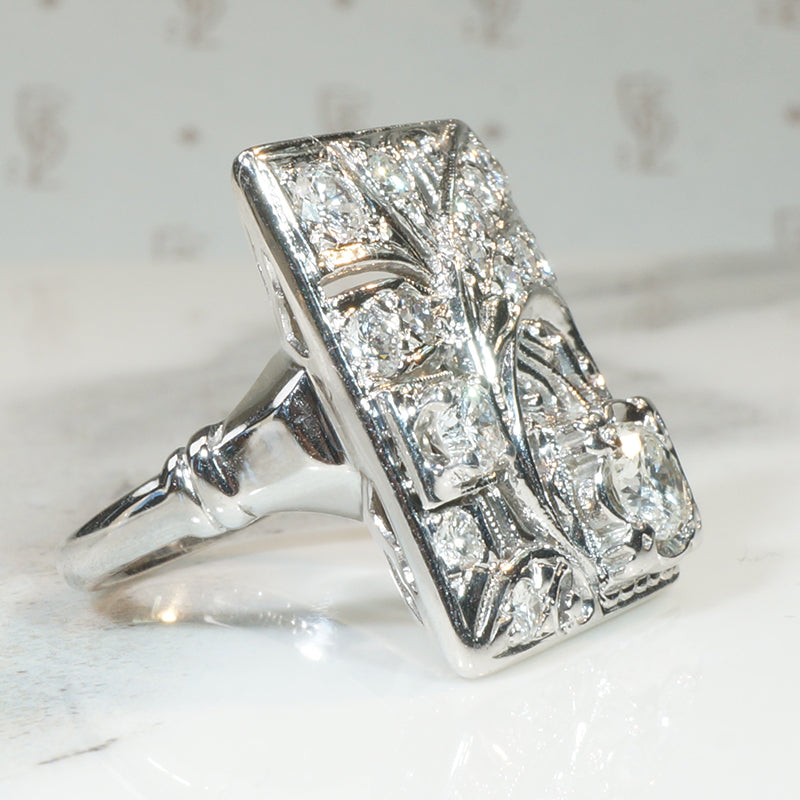 Striking Art Deco Diamond "Gothic" Panel Ring