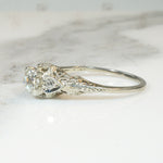 Hearts & Filigree Old European Cut Diamond Engagement Ring