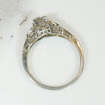 Hearts & Filigree Old European Cut Diamond Engagement Ring
