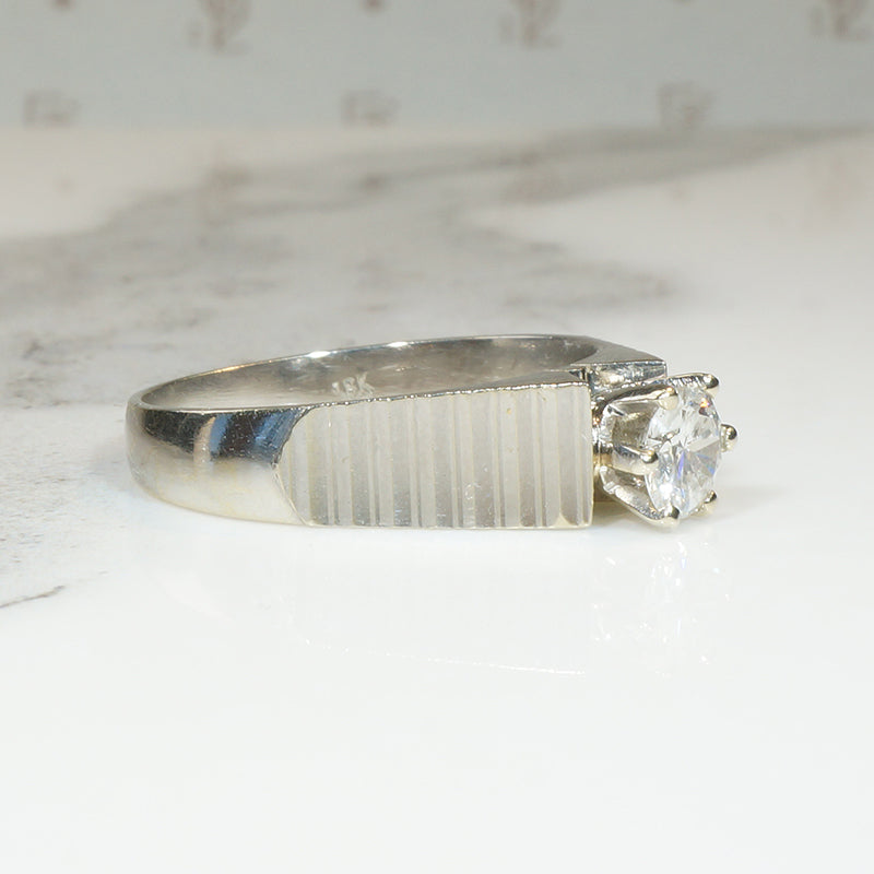 Shimmering White Gold 1970s Diamond Solitaire