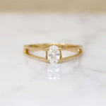 Oval Diamond in Architectural Gold Solitaire Ring