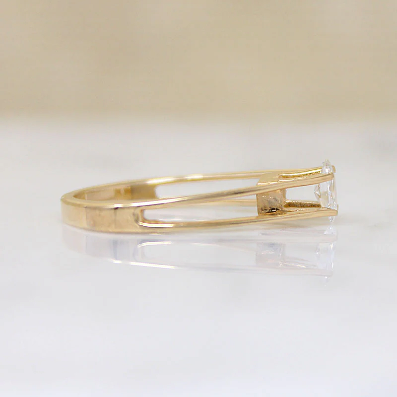 Oval Diamond in Architectural Gold Solitaire Ring