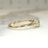 Pear-Cut Emerald & Old Mine Diamond Trilogy Ring