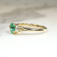 Pear-Cut Emerald & Old Mine Diamond Trilogy Ring
