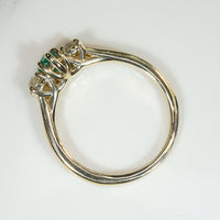 Pear-Cut Emerald & Old Mine Diamond Trilogy Ring