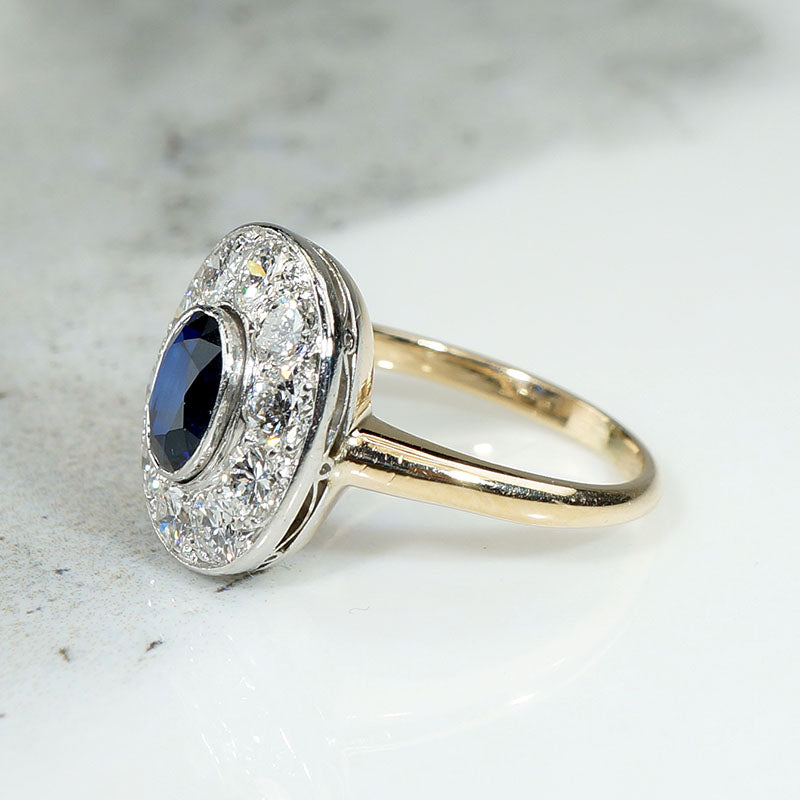 Gorgeous Edwardian Sapphire & Diamond Halo Ring