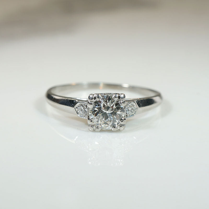 Tasteful Old European Cut Diamond & Platinum Engagement RIng