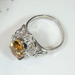 Glorious Golden Topaz Cocktail Ring with Diamonds