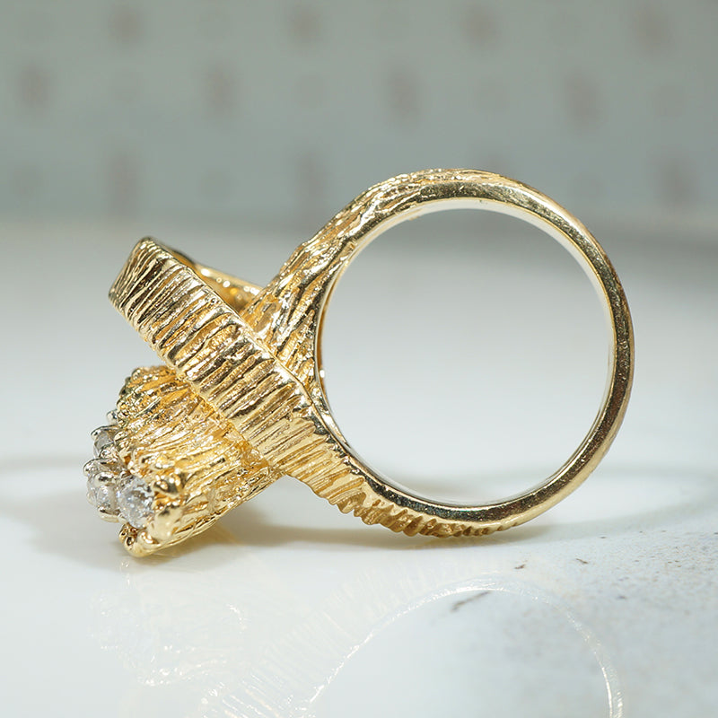 Amazing Mod 70s Gold and OEC Diamond Ring