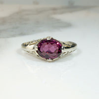 Decadent Purple Garnet in Filigreed Solitaire Ring