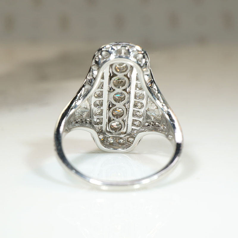 Dazzling Old Mine & European Cut Diamond Panel Ring