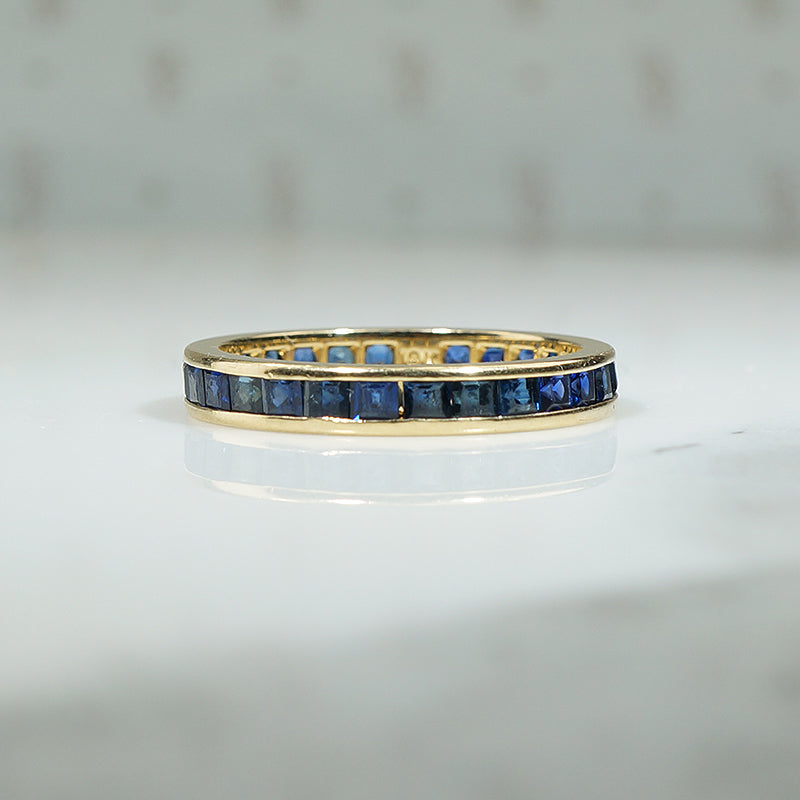 Vintage Sapphire 18k Gold Eternity Band