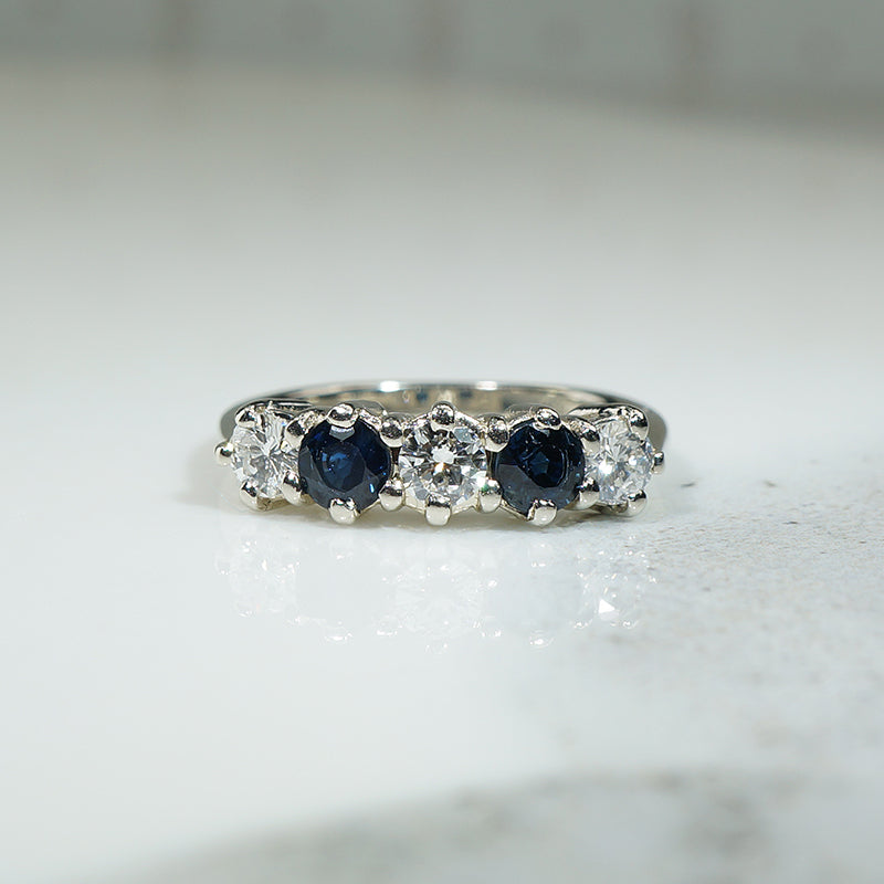 Sapphire and Diamond Band Vintage 1950s