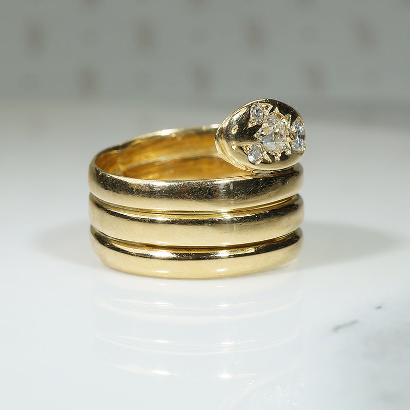 Sinuous Coiled Diamond Set Serpent Ring