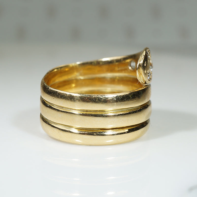 Sinuous Coiled Diamond Set Serpent Ring