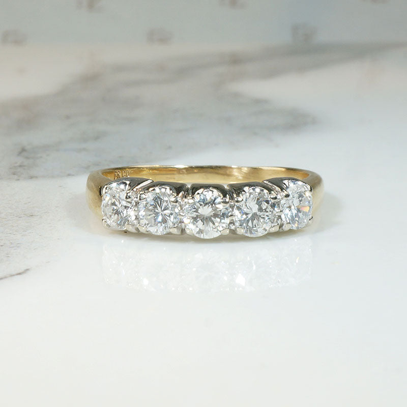 Substantial Two-Tone Gold & Diamond Wedding Band