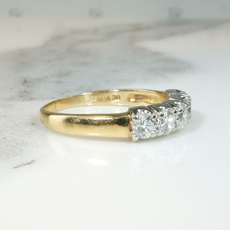 Substantial Two-Tone Gold & Diamond Wedding Band