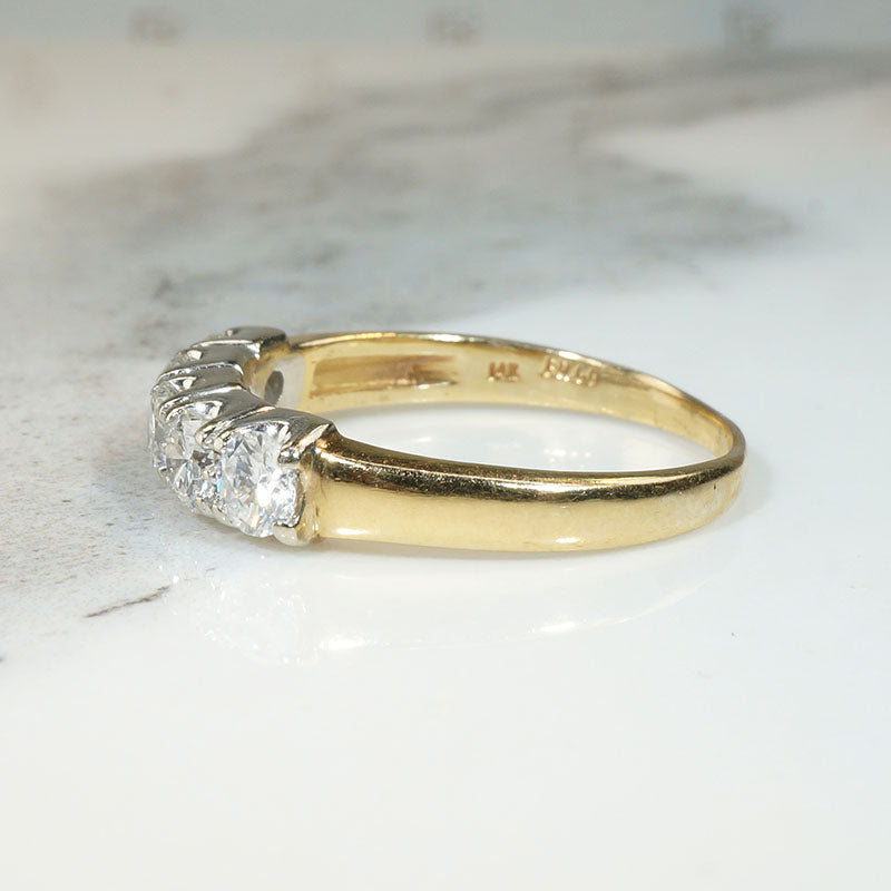 Substantial Two-Tone Gold & Diamond Wedding Band
