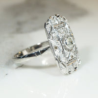 Exquisite Art Deco Platinum & Diamond Panel Ring