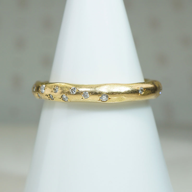 Estate 18k Gold and Diamond Molten Band