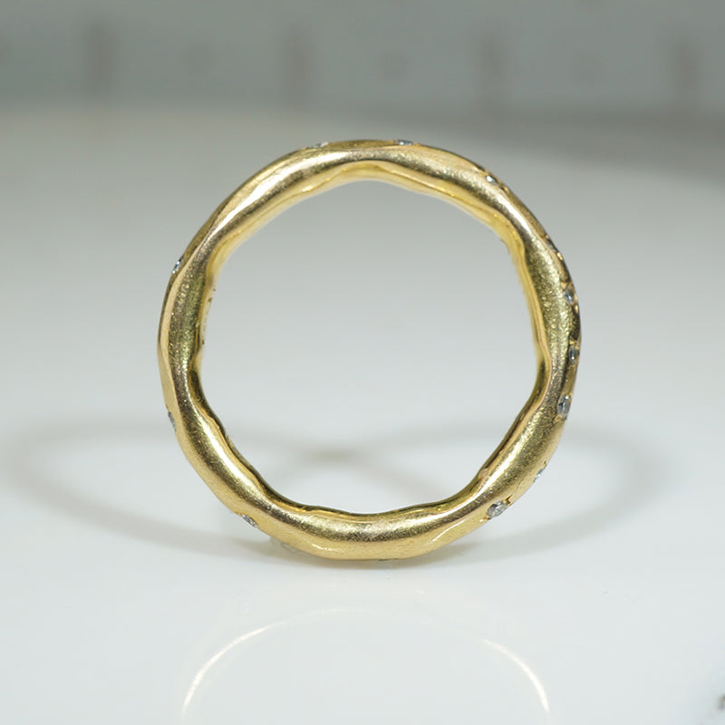 Estate 18k Gold and Diamond Molten Band